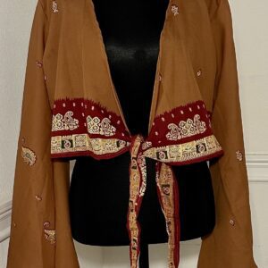 Desert Star Vintage Silk Sari Artisan Tie- Front Kimono Top