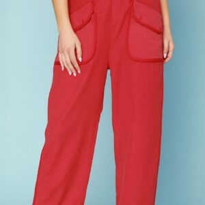 UMGEE Red Wide Leg Pants With Utility Pockets