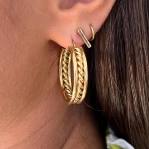 Gold Chain Hoop Earrings