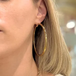 Large Gold Leverback Tube Hoop Earrings