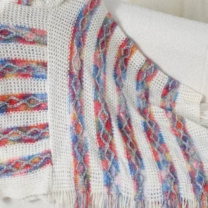 Hooded White Fringed Shaw