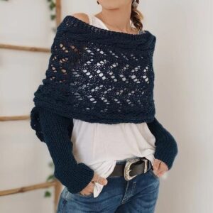Sweater Shawl with Sleeves Midnight Black