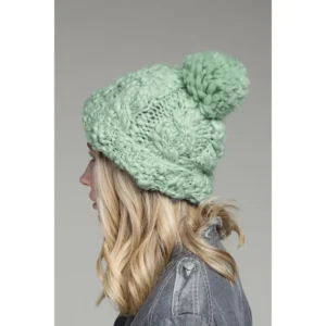 Hand Knitted Chunky Cable Knit Beanie Winter Mint