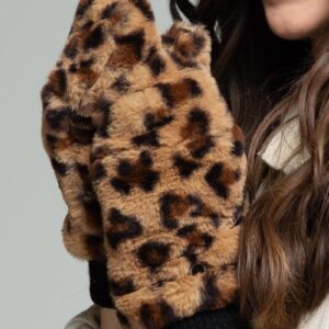 Faux Fur Leopard Mittens