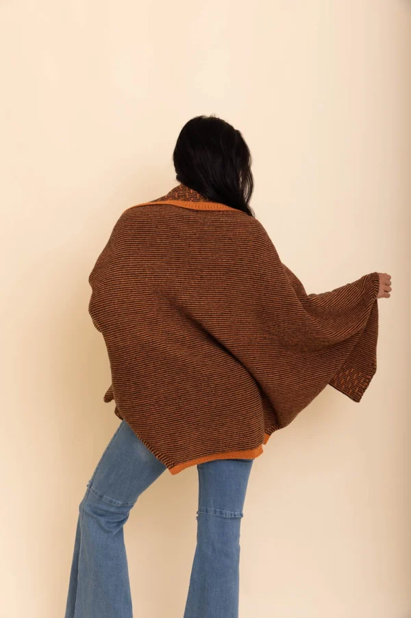 Cozy Contrast Collar Knit Wrap Fall Spice - Bohemian Mermaid Boutique