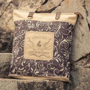 Libertad Misteriosa” Sirena Canvas and Leather Tote – Vintage Boho Mermaid Bag