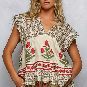 POL Garden Meadow Ruffle Top