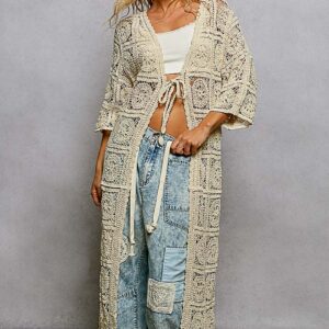 POL Long Crochet Patchwork Duster