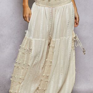 POL Textured Ruffle Wide-Leg Pants