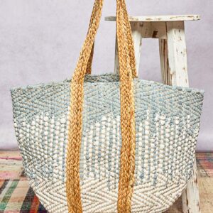 Oversized Woven Coastal Tote Bag