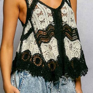 POL Crochet Lace Tank Top (Black & Ivory)