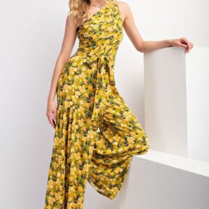 Floral One-Shoulder Wide-Leg Jumpsuit