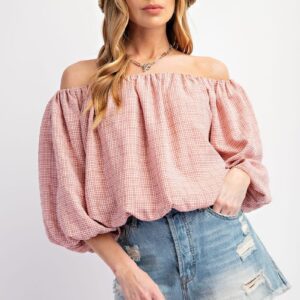 Plaid Off Shoulder Top
