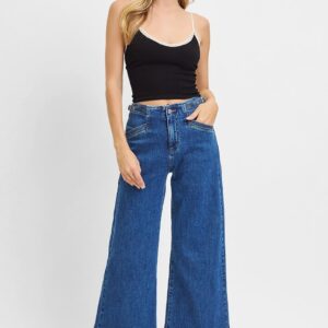 Risen High Rise Crop Wide Leg Jeans