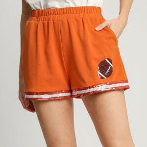 Game Day Sequin Football Shorts Burnt Orange