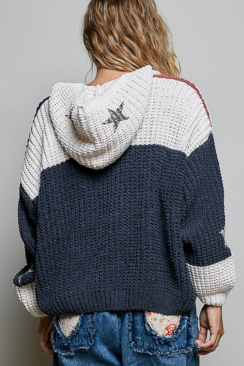 POL Vintage American Flag Hooded Sweater - Image 5