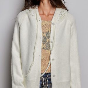 POL Soft Ivory Hooded Knit Cardigan