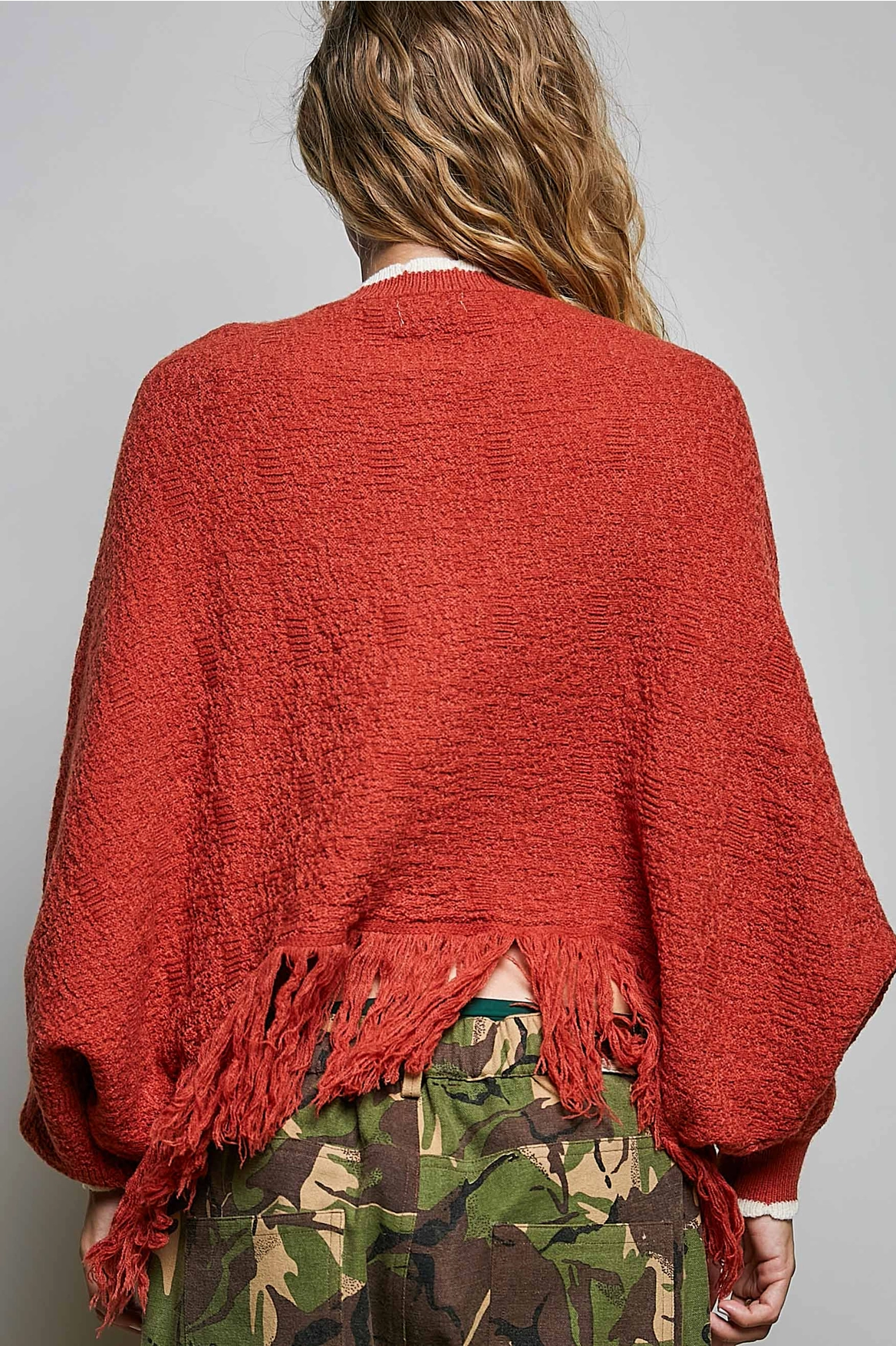 POL Brick Floral Appliqué Fringe Sweater - Image 3